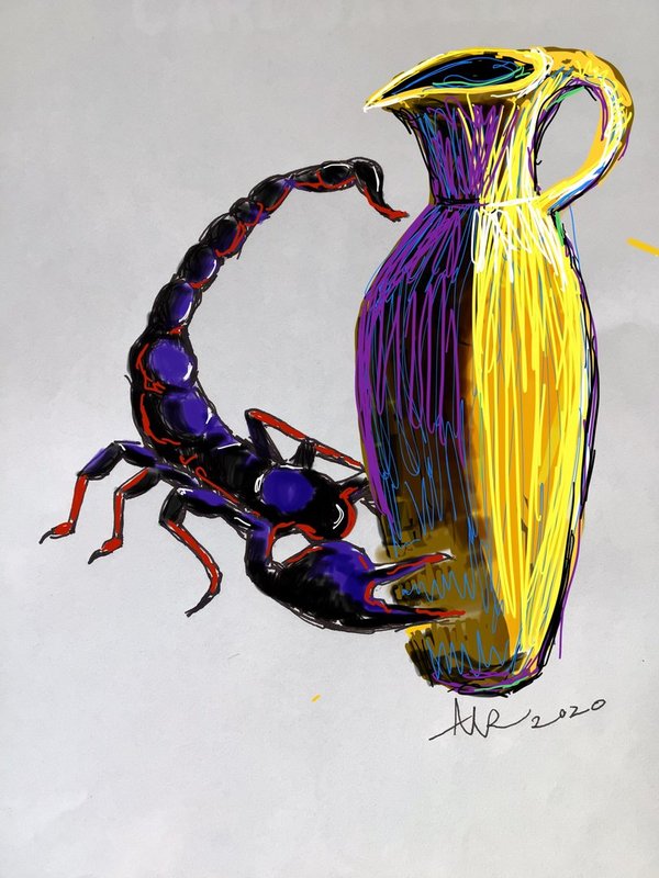 Farbskizze Skorpion mit Vase #2021